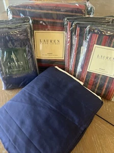 New Ralph Lauren Studio Stripe Red King Duvet Set, King & Std Shams & Bedskirt - Picture 1 of 14