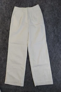 Commense Linen Pants Womens Small White Wide Leg High Waist Lined Trouser Beach - Picture 1 of 13