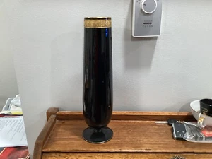 vintage black amethyst glass vase * - Picture 1 of 2