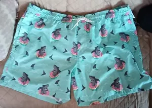 No Boundaries Swim Trunks Donut Sharks Mens Size 3XL (48-50) All Over Print New - Picture 1 of 8