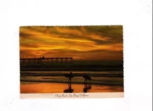 Vintage SAN DIEGO, CALIFORNIA SPIAGGIA E MOLO DI PESCA CARTOLINA - Foto 1 di 2