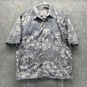 Reyn Spooner Shirt Mens Large Gray Button Down Alfred Shaheen Hawaiian Floral - Picture 1 of 11