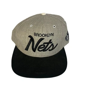 Brooklyn Nets Mitchell and Ness Gray Black Embroidered Hat Basketball SnapBack - Picture 1 of 8