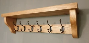 Mantelregal + Regal schwimmend rustikal handgefertigt Wandmontage 6 Doppelhaken - Bild 1 von 9