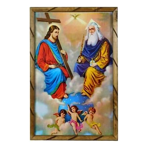 Mrcjsales - Cornice in legno La Santissima Trinità - Unica arte messicana simboleggiante severità - Foto 1 di 8