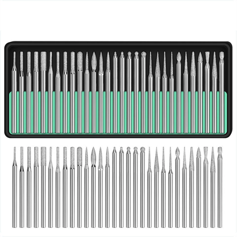 30x Diamond Burr Bits Drill Grinding Carving Cutting Set For Dremel Rotary Tool - Image 1 of 4