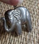 Vintage Sterling Silver Elephant Pendant Puffy Necklace
