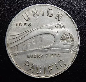 VINTAGE Union Pacific 1934 LUCKY PIECE Commemorative Coin ALUMINUM CO OF AMERICA - Picture 1 of 8