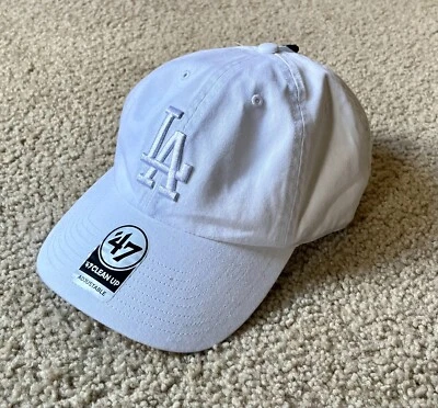 NUEVO CON ETIQUETAS 47 Clean Up LA Dodgers Los Angeles Mono Blanco Ajustable Gorra de Béisbol Sombrero Foto 1 de 4