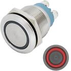 Stainless Steel Push Button Flat Ø19mm Ring Led Red Ip65 Screw Connection 250V 3