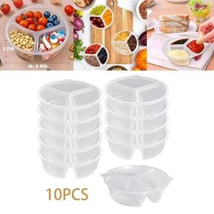 10x Snack Containers with Lids 3 Compartment Mini Food Storage Containers for - Picture 1 of 7