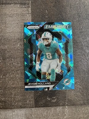 2023 Prizm Emergent Jevon Holland Blue Cracked Ice Prizm /99 Giants Dolphins - Image 1 of 2
