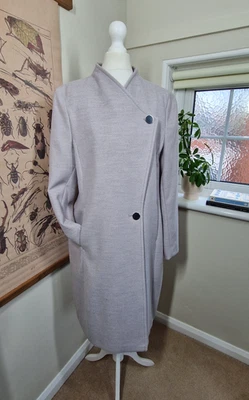 M&S Women Grey Double Breasted Smart Knee length Coat Size 16 Immaculate  - Image 1 of 4