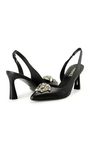 Versace Damenschuhe silber Medusa schwarz 100 % Leder mit Absatz US 10 IT 40 - Bild 1 von 8