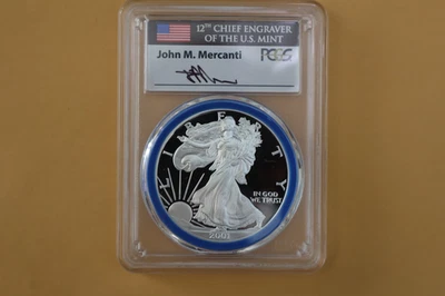 Silver Eagle 2001-W graduación profesional PR70 DCAM John Mercanti serie de grabadores como nuevos Foto 1 de 4