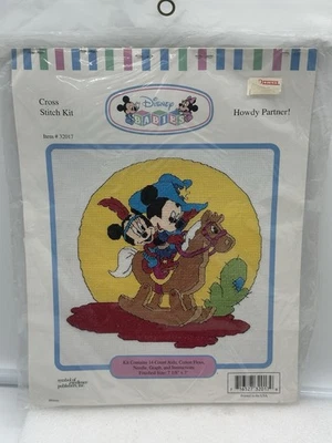Vintage Disney Babies Cross Stitch Kit "Howdy Partner" Mickey and Minnie Sealed - Image 1 of 4
