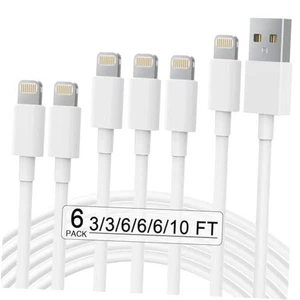 Apple MFi Certified 6Pack(3/3/6/6/6/10 FT) iPhone Charger Fast Charging - Picture 1 of 7
