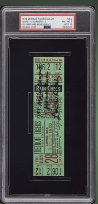 1978 Lou Whitaker 1st MLB Homer Full Ticket (Walkoff) PSA 8/ 10 Autograph POP 1 - Image 1 of 2