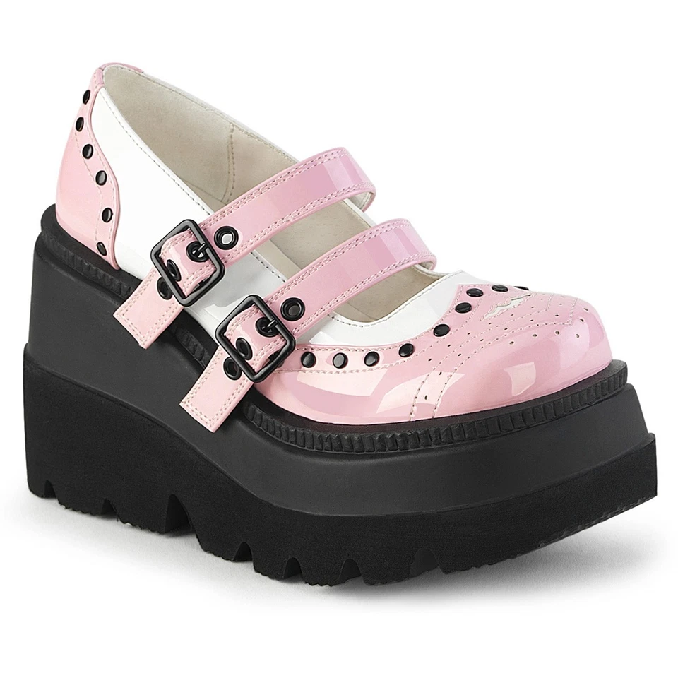 Pleaser Demonia 4" Cuña Pf Doble Correa Maryjane Adulto Mujer Zapatos Coctelera/27 Foto 1 de 1