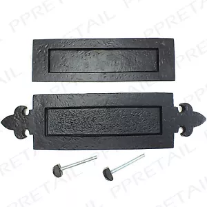 BLACK ANTIQUE LETTER BOX PLATES 2 DESIGNS Classic Front Door Post Cover Facia - Picture 1 of 3