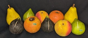 10 Stck. Vintage Italien geschnitzte Marmor Stein Obst - große Birne Feigen Persimone Pfirsich - Bild 1 von 9