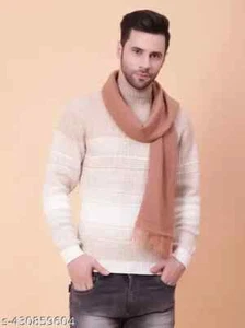 Woolen Muffler for Men–Timeless Self-Design and Cozy Tassel Finish ((Light Rust) - Picture 1 of 4