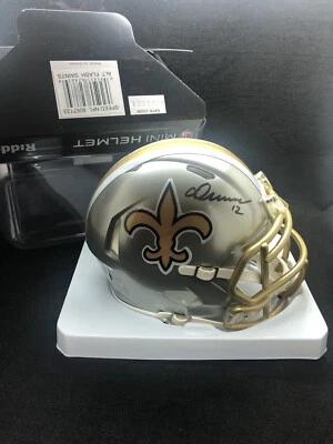 CHRIS OLAVE Signed Mini Helmet FLASH NO SAINTS Beckett Witness BAS Autographed - Image 1 of 4