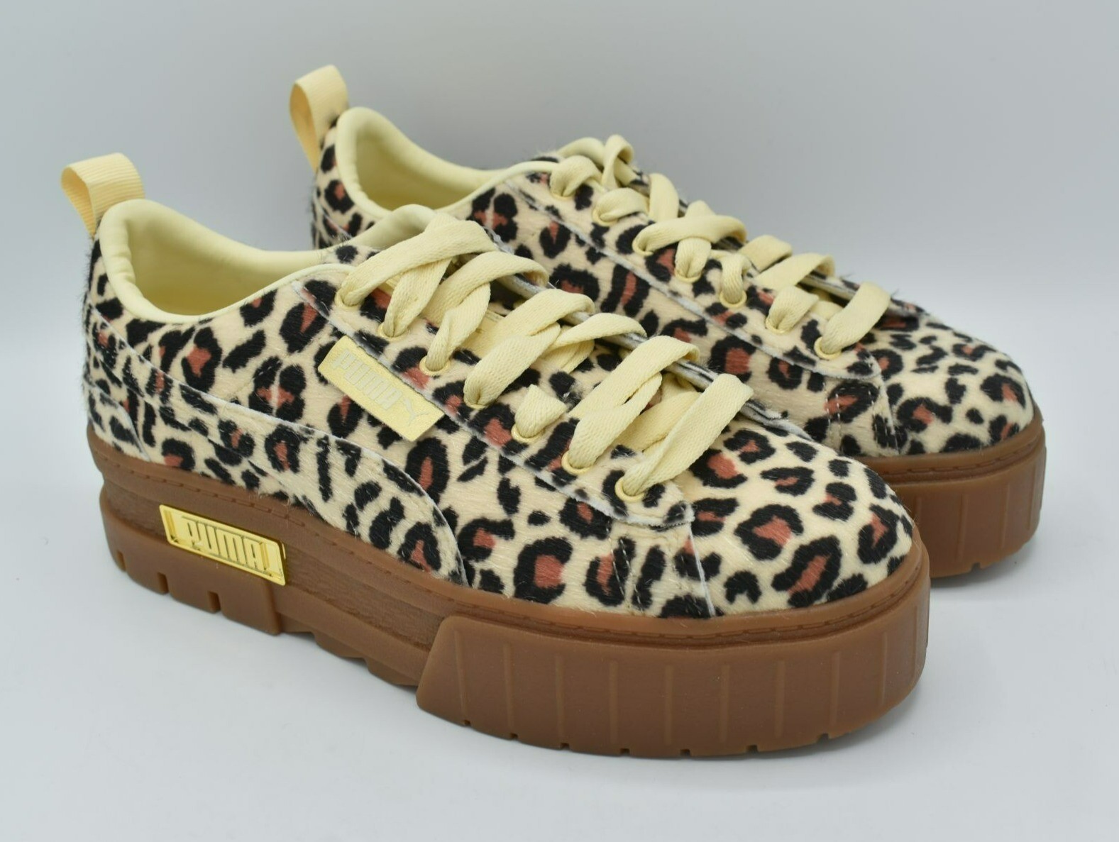 Puma Womens Size 7.5 Mayze SE Gold Leopard Platform Fashion Sneakers