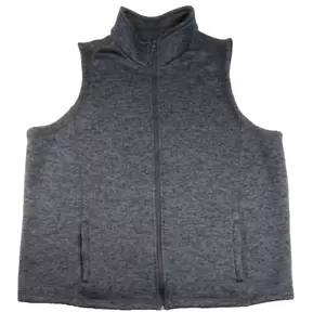 Lands End Sweater Vest Womens 3XL Knit Fleece Full Zip Sleeveless Pockets Gray - Picture 1 of 10