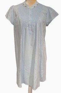 Vintage Barbizon Pintuck Gown Pleated Lace Flowers Praire Blue Women’s Size M - Picture 1 of 7