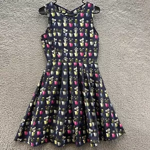 Yumi Dress Women Size Small 2/4 Lined Skater Blue Cactus Swing Summer - Picture 1 of 10