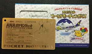 Picachu Gold Pokemon Jet Card ANA Original Boarding Pass limited F/S Japanese - Picture 1 of 12