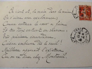 15/ JULES DE MARTHOLD / Poème Autographe à Albert Montreuil 1909 - Foto 1 di 2