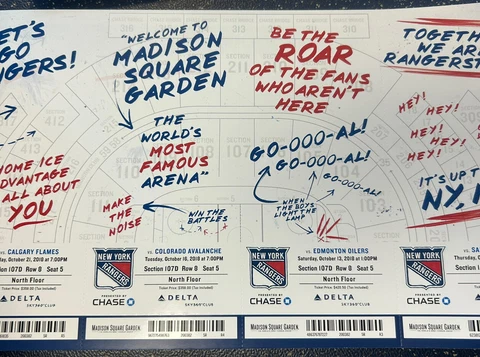 2018-19 NEW YORK RANGERS NHL TICKET STUB PICK YOUR GAME HENRIK LUNDQVIST Cover