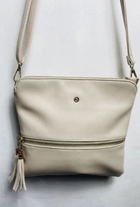 Amelie Galanti Crossbody Ivory Faux Leather Purse Bag Clutch 9”x9.5” - Picture 1 of 5