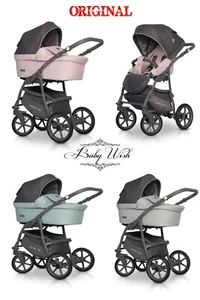 RIKO BASIC PASTEL BABY STROLLER PRAM 3in1 CARRYCOT + PUSHCHAIR + CAR SEAT - Picture 1 of 34