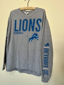 Vintage Herren XL grau Spell Out Detroit Lions Football Langarm T-Shirt - Bild 1 von 5