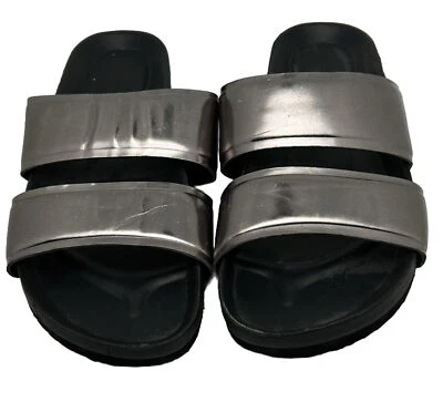 Vince Orion Sandalias Mujer Cuero Doble Banda Slides Metálicas Talla 7 1/2 Foto 1 de 4