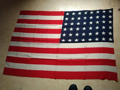 grand Drapeau us américain 48 étoiles 100% original ww2 casque - Photo 1/4