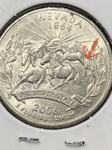 2006 P Nevada Quarter(Die Error) “””””””Pooping Horse””””””””” Large Cud Cover