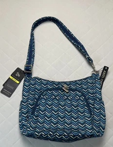 Travelon Purse Crossbody Bucket Bag Anti Theft Vacation Chevron Pattern - Picture 1 of 9