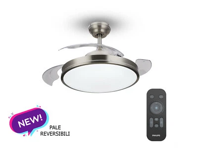 VENTILATORE DA SOFFITTO PALE A SCOMPARSA LUCE E TELECOMANDO PHILIPS NICKEL 2024 - Immagine 1 di 4