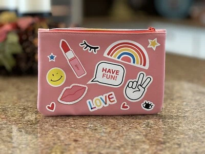 IPSY Glam Bag Makeup Cosmetic Bag New BAG ONLY Pink Love Lipstick Rainbow Smiles - Image 1 of 2