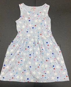 Girl's Cat & Jack Light Blue Starred Knit Sundress Size 8 EUC - Picture 1 of 3