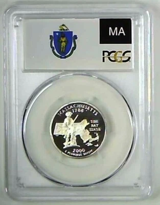 2000-S 25C State Quarter Massachusetts PCGS PR69 DCAM 90% Silver 22lowo0115 - Image 1 of 2