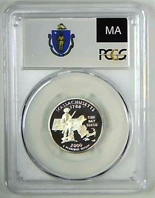 2000-S 25C State Quarter Massachusetts PCGS PR69 DCAM 90% Silver 22lowo0115 - Image 1 of 2