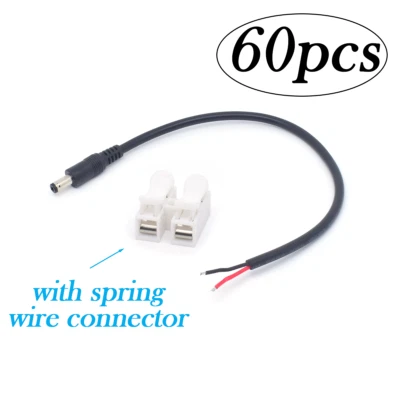60x 5.5x2.1mm Male Plug to Pigtail Cable 18AWG DC 1FT/03M 7A for LED Strip CCTV - Image 1 of 4