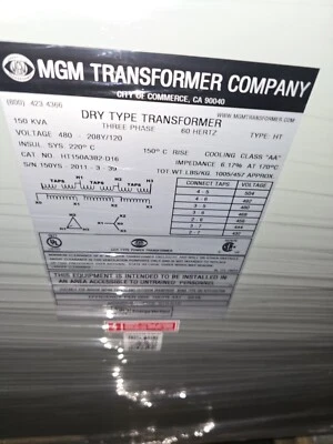 MGM 150 Kva 480 208y/120 HT150A3B2-D16 Foto 1 de 3
