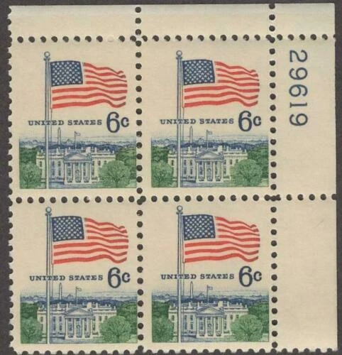 Scott # 1338 - US  Plate Block Of 4 - Flag & White House - MNH - 1968 - Image 1 of 1
