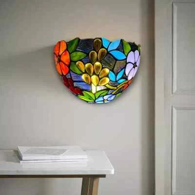 Tiffany Vintage Dragonfly Style Wall Lamp, Stained Glass Wall Light 10 inch Lamp - Image 1 of 4